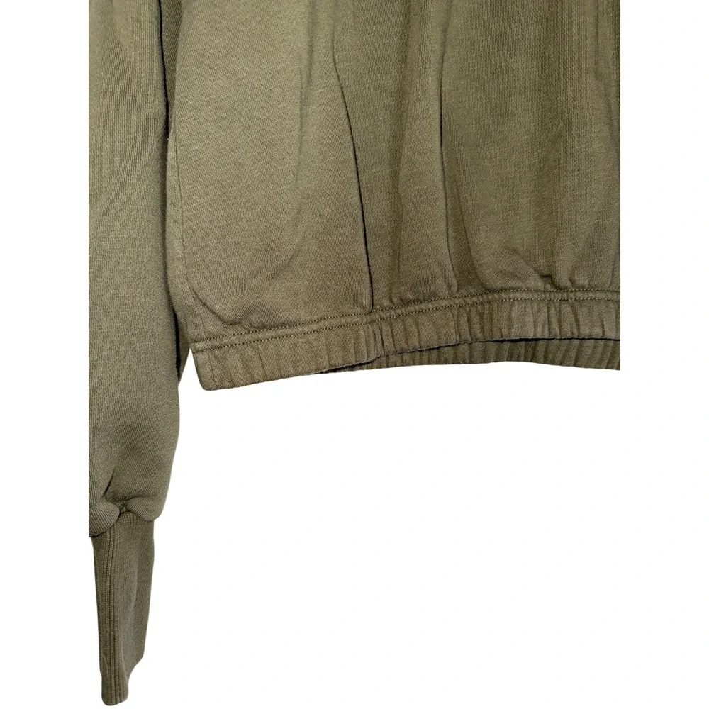 JoyLab Womens Olive Green Cropped Crewneck Sweatshirt Elastic Hem Size M - Picture 10 of 11